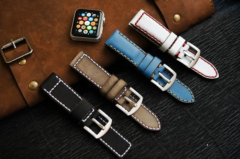 AWBF04-D91-RED handgefertigt Vintage Leder Uhrenarmband incl. Lugs Adapter für Apple Watch (oder Apple Watch Sport) 42mm oder 38mm – Bild 4